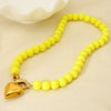 Wholesale Women's Handmade Acrylic Ball Chain Necklace With 18K Gold Plated Heart Stainless Steel Pendant