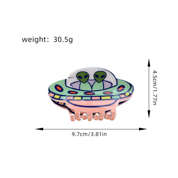 Wholesale Women's Handmade Acrylic Creative Cartoon Animation Alien Spaceship Hairpin