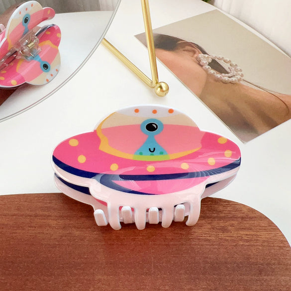 Wholesale Women's Handmade Acrylic Creative Cartoon Animation Alien Spaceship Hairpin