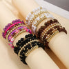 Wholesale Women's Handmade Acrylic Geometric Crystal Beaded Elastic Rope Bracelet Suit