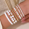 Wholesale Women's Handmade Acrylic Geometric Crystal Beaded Elastic Rope Bracelet Suit
