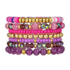 Wholesale Women's Handmade Acrylic Geometric Crystal Beaded Elastic Rope Bracelet Suit