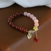 Wholesale Women's Handmade Artificial Crystal Peach Blossom And Red Agate Elegant Bracelet