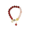 Wholesale Women's Handmade Artificial Crystal Peach Blossom And Red Agate Elegant Bracelet