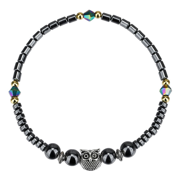 Wholesale Women's Handmade Beaded Geometric Black Gallstone Anklet
