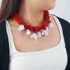 Wholesale Women's Handmade Beaded Multilayer Imitation Pearl Necklace With Geometric Pattern And Mixed Gemstone Setting