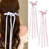 Wholesale Women's Handmade Cloth Duckbill Clip Hair Accessories Long Streamer Bow Hairpin Braided Hair Ribbon Headdress
