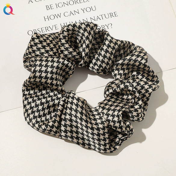 Wholesale Women's Handmade Cloth Hair Ring With Floral Plaid Pattern In Pastoral Style