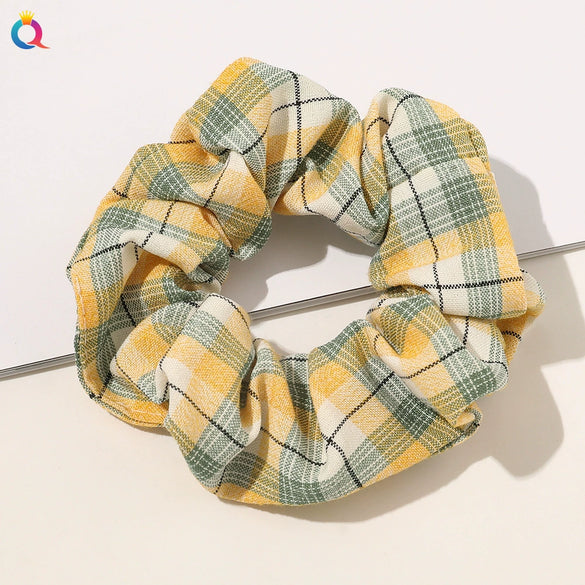 Wholesale Women's Handmade Cloth Hair Ring With Floral Plaid Pattern In Pastoral Style