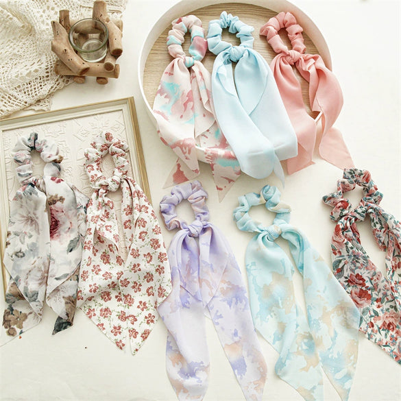 Wholesale Women's Handmade Cloth Head Rope Scarf Hair Band With Floral Design