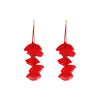 Wholesale Women's Handmade Fabric Flower Exaggerated Large Long Tassel Earrings Sweet Style