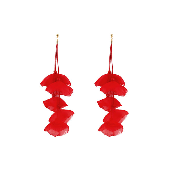Wholesale Women's Handmade Fabric Flower Exaggerated Large Long Tassel Earrings Sweet Style