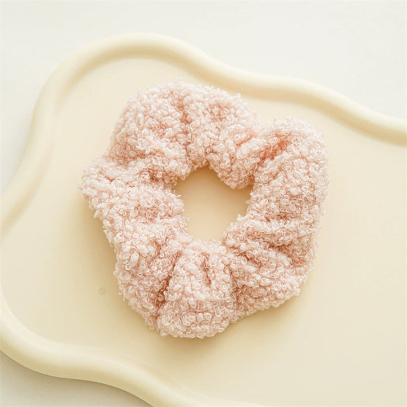 Wholesale Women's Handmade Fabric Teddy Velvet Elastic Hair Ring Headdress In Colorful Large Intestine Shape