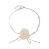 Wholesale Women's Handmade Flower Shaped Imitation Pearl And Alloy Choker Accessories