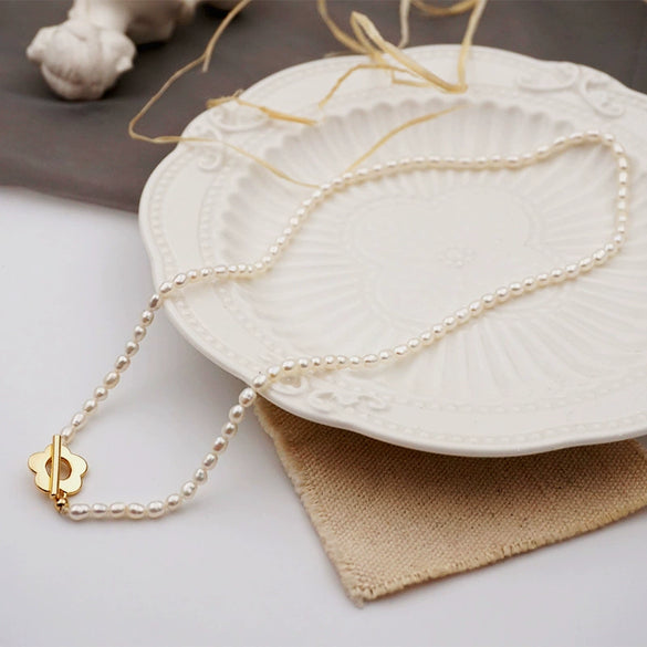 Wholesale Women's Handmade Freshwater Pearl Geometric Pattern Choker Necklace