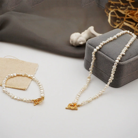 Wholesale Women's Handmade Freshwater Pearl Geometric Pattern Choker Necklace