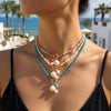 Wholesale Women's Handmade Geometric Alloy Seed Bead Necklace With Shell Conch And Starfish Pendant