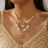 Wholesale Women's Handmade Geometric Alloy Shell Starfish Pendant Multilayered Clavicle Necklace Casual Minimalist Jewelry