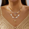 Wholesale Women's Handmade Geometric Alloy Shell Starfish Pendant Multilayered Clavicle Necklace Casual Minimalist Jewelry