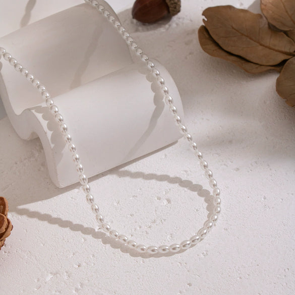 Wholesale Women's Handmade Geometric Beaded Pearl Necklace With 18K Real Gold Plating In Palace And Minimalist Style