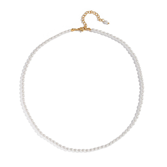 Wholesale Women's Handmade Geometric Beaded Pearl Necklace With 18K Real Gold Plating In Palace And Minimalist Style