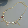 Wholesale Women's Handmade Geometric Freshwater Pearl Zircon Copper Tourmaline Clavicle Necklace