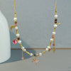 Wholesale Women's Handmade Geometric Freshwater Pearl Zircon Copper Tourmaline Clavicle Necklace
