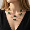 Wholesale Women's Handmade Geometric Marble Resin And Alloy Beaded Doublelayer Necklace