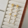 Wholesale Women's Handmade Geometric Natural Freshwater Pearl And Copper Earrings In Palace Style