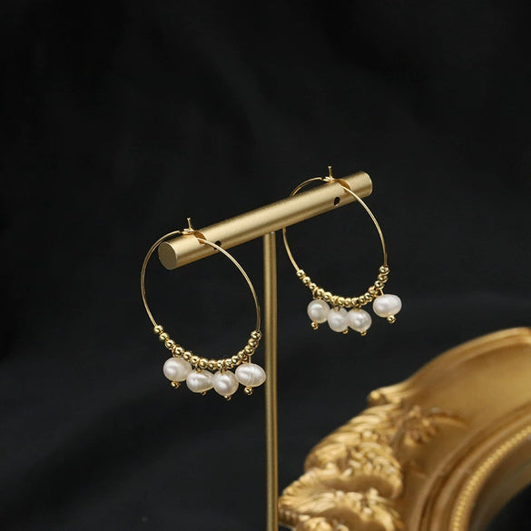 Wholesale Women's Handmade Geometric Pearl Earrings With Original Design