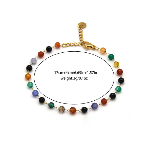 Wholesale Women's Handmade Geometric Stainless Steel Crystal Beaded Bracelet Jewelry