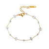 Wholesale Women's Handmade Geometric Stainless Steel 18K Gold Plated Crystal Crushed Stone Chain Bracelet