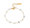 Wholesale Women's Handmade Geometric Stainless Steel 18K Gold Plated Crystal Crushed Stone Chain Bracelet