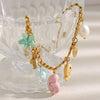 Wholesale Women's Handmade Geometric Stainless Steel Ocean Style Colorful Shell Conch Starfish Necklace