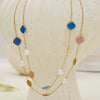 Wholesale Women's Handmade Geometric Stainless Steel Rubber Bead Clavicle Necklace With 18K Real Gold Texture Plating