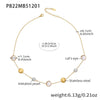 Wholesale Women's Handmade Geometric Stainless Steel Rubber Bead Clavicle Necklace With 18K Real Gold Texture Plating