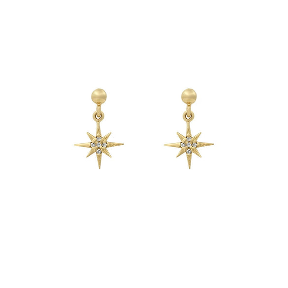 Wholesale Women's Handmade Geometric Star And Moon Earrings Copper Plated With Real Gold And Micro Inlaid Zircon