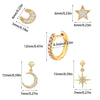 Wholesale Women's Handmade Geometric Star And Moon Earrings Copper Plated With Real Gold And Micro Inlaid Zircon