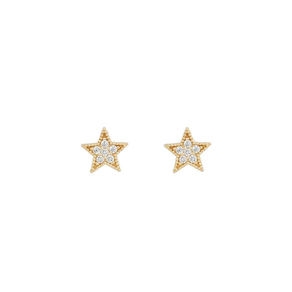 Wholesale Women's Handmade Geometric Star And Moon Earrings Copper Plated With Real Gold And Micro Inlaid Zircon