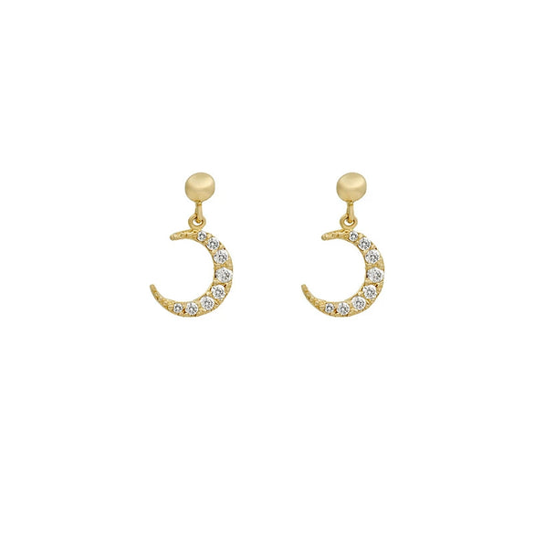 Wholesale Women's Handmade Geometric Star And Moon Earrings Copper Plated With Real Gold And Micro Inlaid Zircon