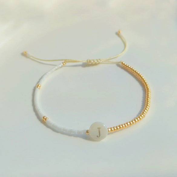 Wholesale Women's Handmade Glass Glaze Letter Geometric Beaded Bracelet