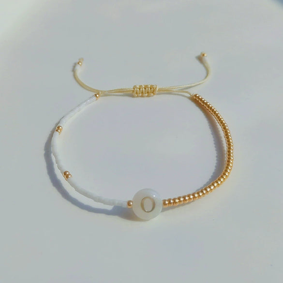 Wholesale Women's Handmade Glass Glaze Letter Geometric Beaded Bracelet