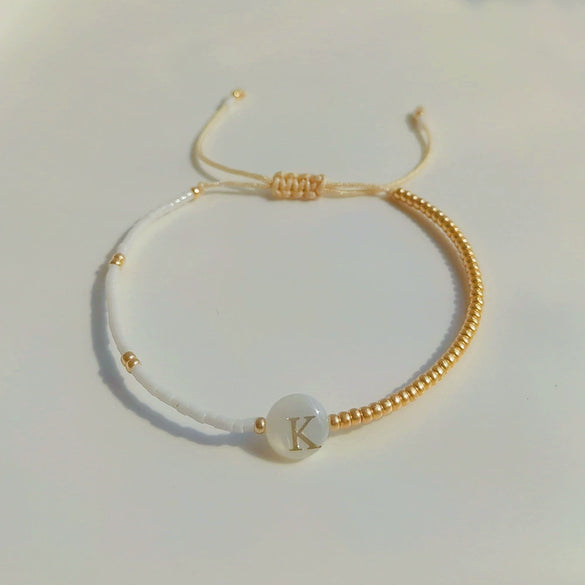 Wholesale Women's Handmade Glass Glaze Letter Geometric Beaded Bracelet