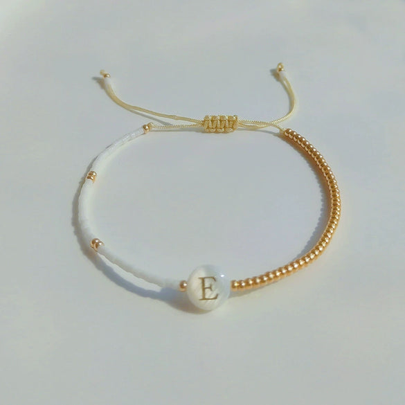 Wholesale Women's Handmade Glass Glaze Letter Geometric Beaded Bracelet