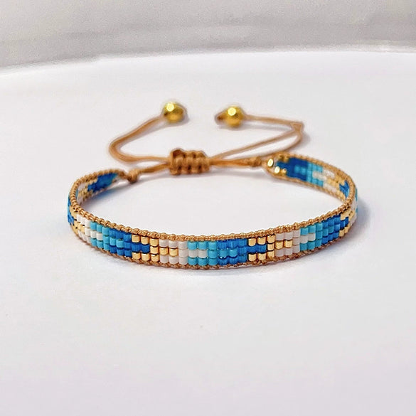 Wholesale Women's Handmade Glass Glazed Geometric Pattern Bracelet