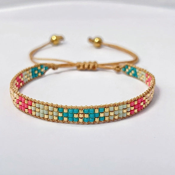 Wholesale Women's Handmade Glass Glazed Geometric Pattern Bracelet