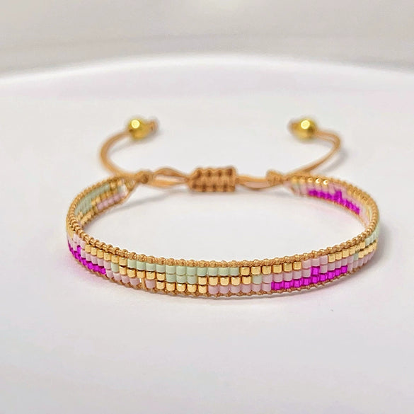 Wholesale Women's Handmade Glass Glazed Geometric Pattern Bracelet