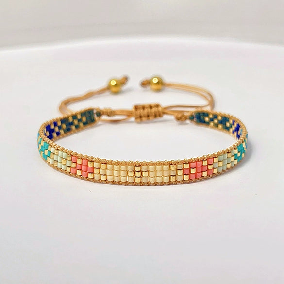 Wholesale Women's Handmade Glass Glazed Geometric Pattern Bracelet