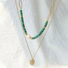 Wholesale Women's Handmade Highgrade Natural Stone Doublelayer Clavicle Chain Necklace With Geometric Pattern Titanium Steel Pendant And Electroplating Process