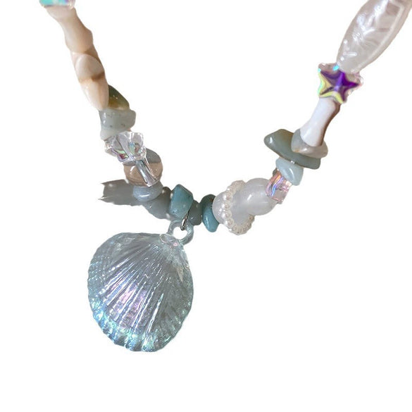 Wholesale Women's Handmade Imitation Pearl And Acrylic Starfish Clavicle Necklace